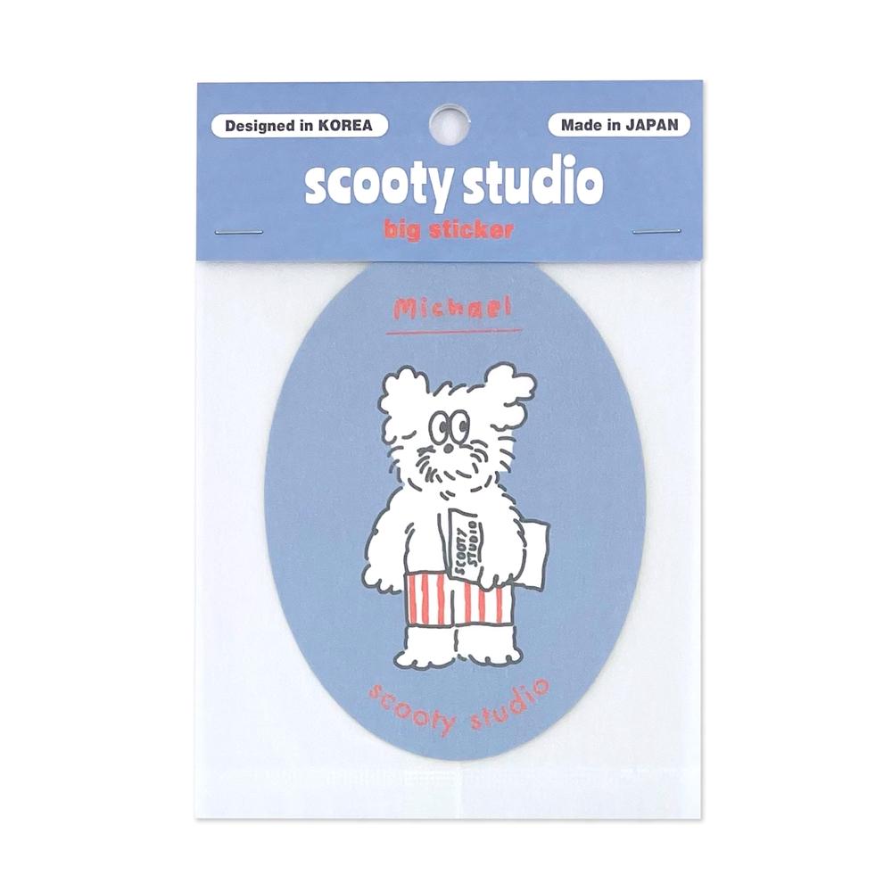 【代購】【FRONTIER】scooty studio 造型貼紙 大 ‧ 麥可狗狗(橢圓)